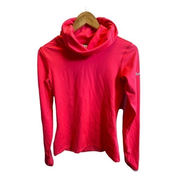 Nike Women's Small Pullover Long Sleeve Turtle Neck Dri Fit Top Hot Neon‎ Pink - Picture 1 of 7